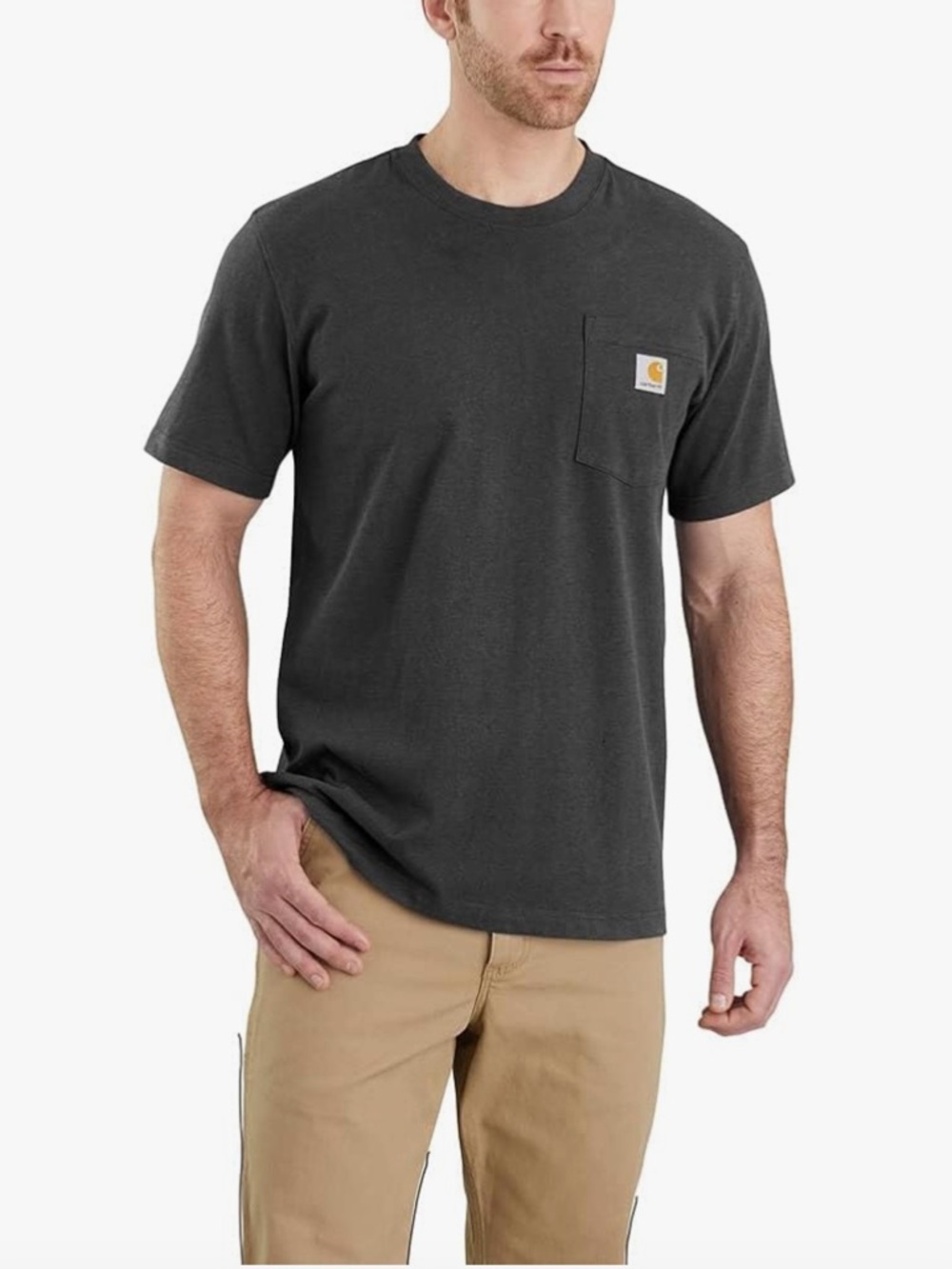 Carhartt Short-Sleeve Original Fit Pocket Tee in Charcoal Size Large